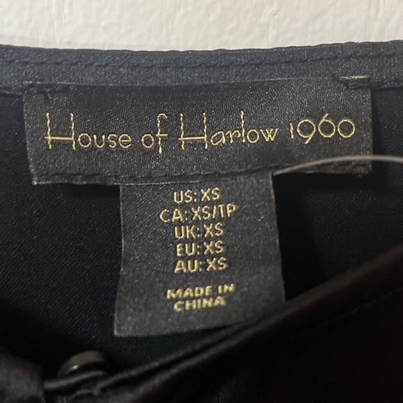 Revolve House of Harlow 1960 black satin keyhole blouse - Picture 3 of 4